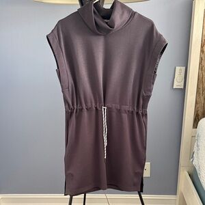Entro Sleeveless Cowl Neck Dress in Deep Gray with Purple Undertones